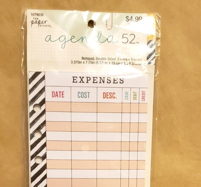 Agenda 52 Personal Size Double-Sided Expense Tracker Notepad