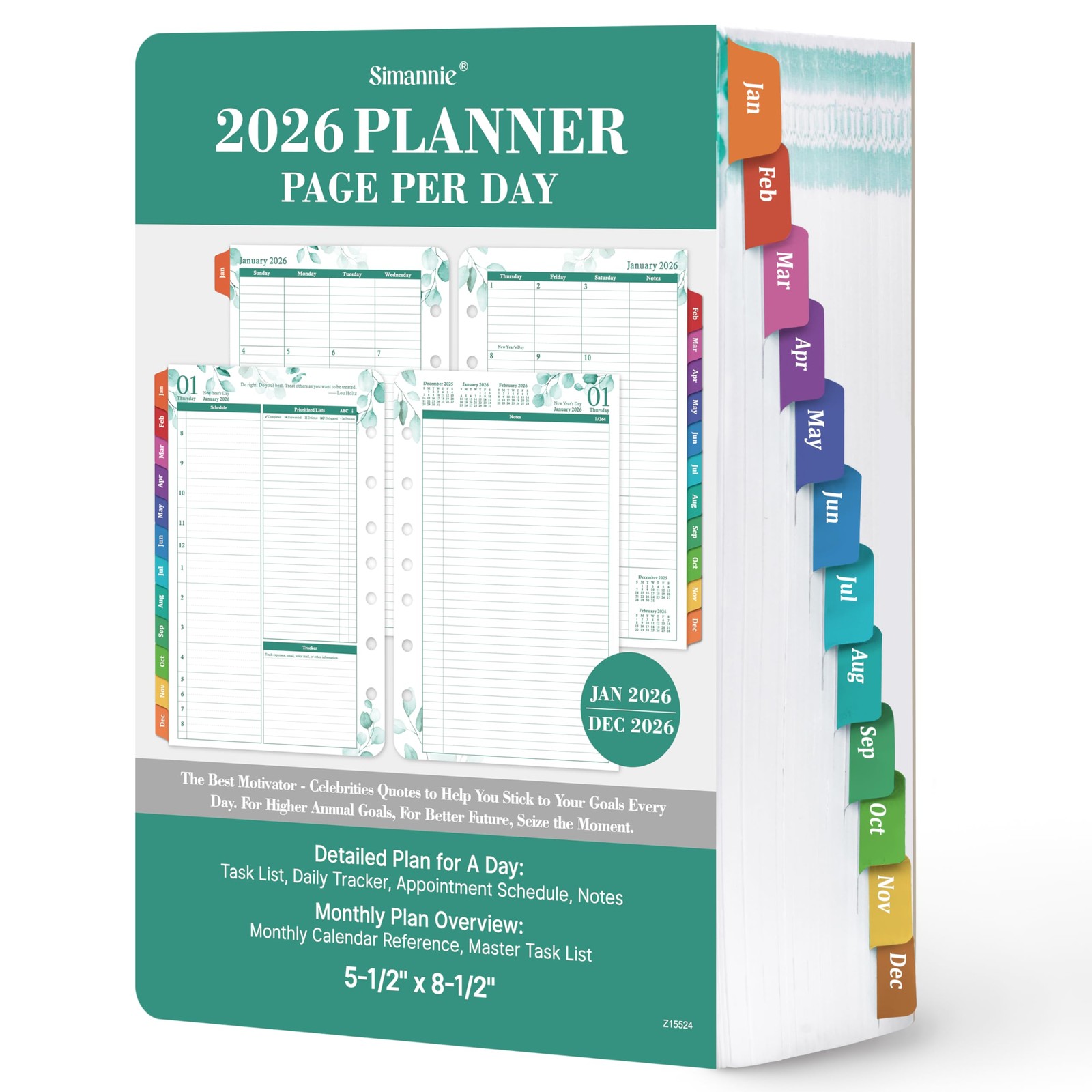 2026 Planner Refills Jan-Dec Daily/Weekly Monthly Pages 5.5″x8.5″ Loose-Leaf