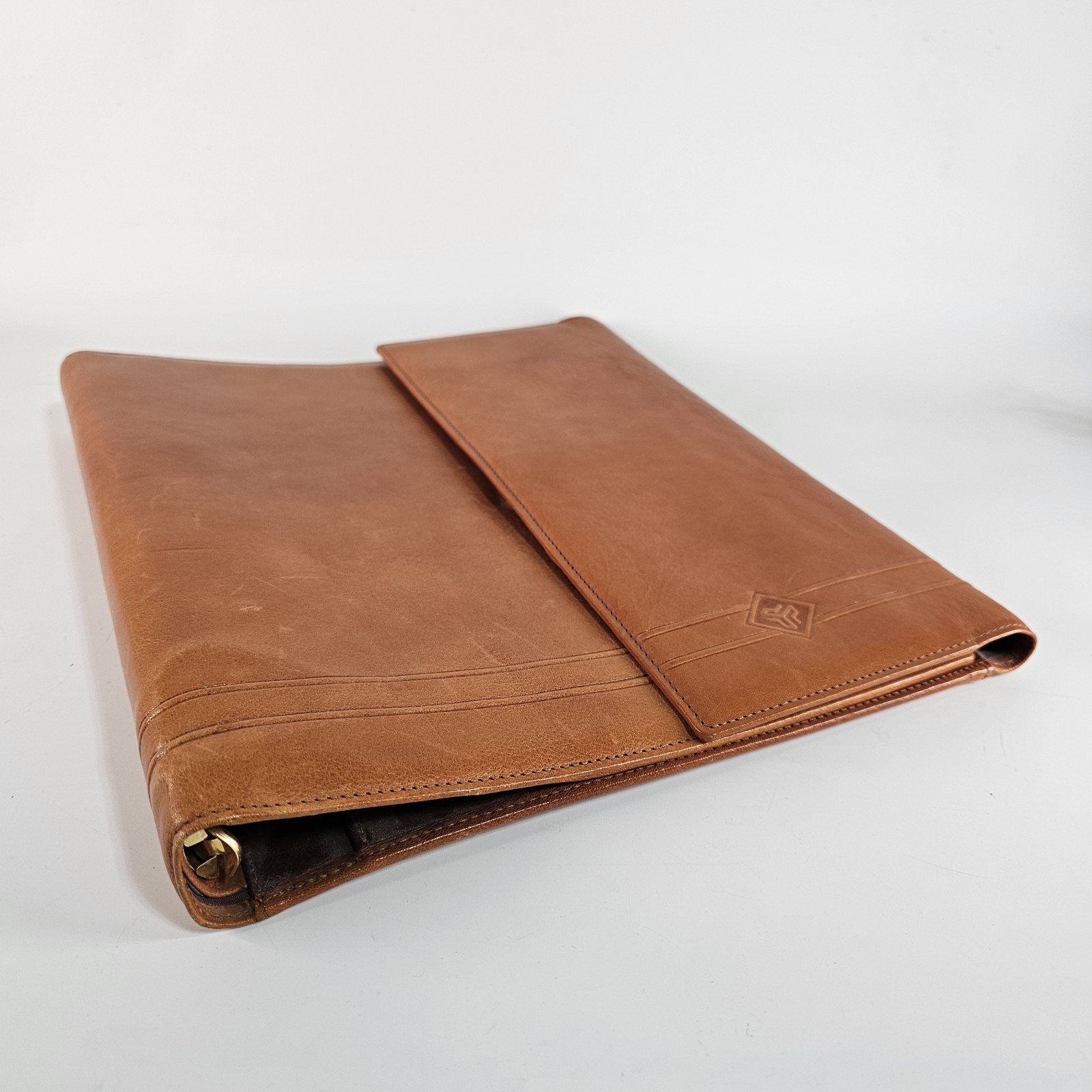 Laipe Leather Portfolio 4 Ring Binder Tan Lawyer Formal Document Note Pad Italy