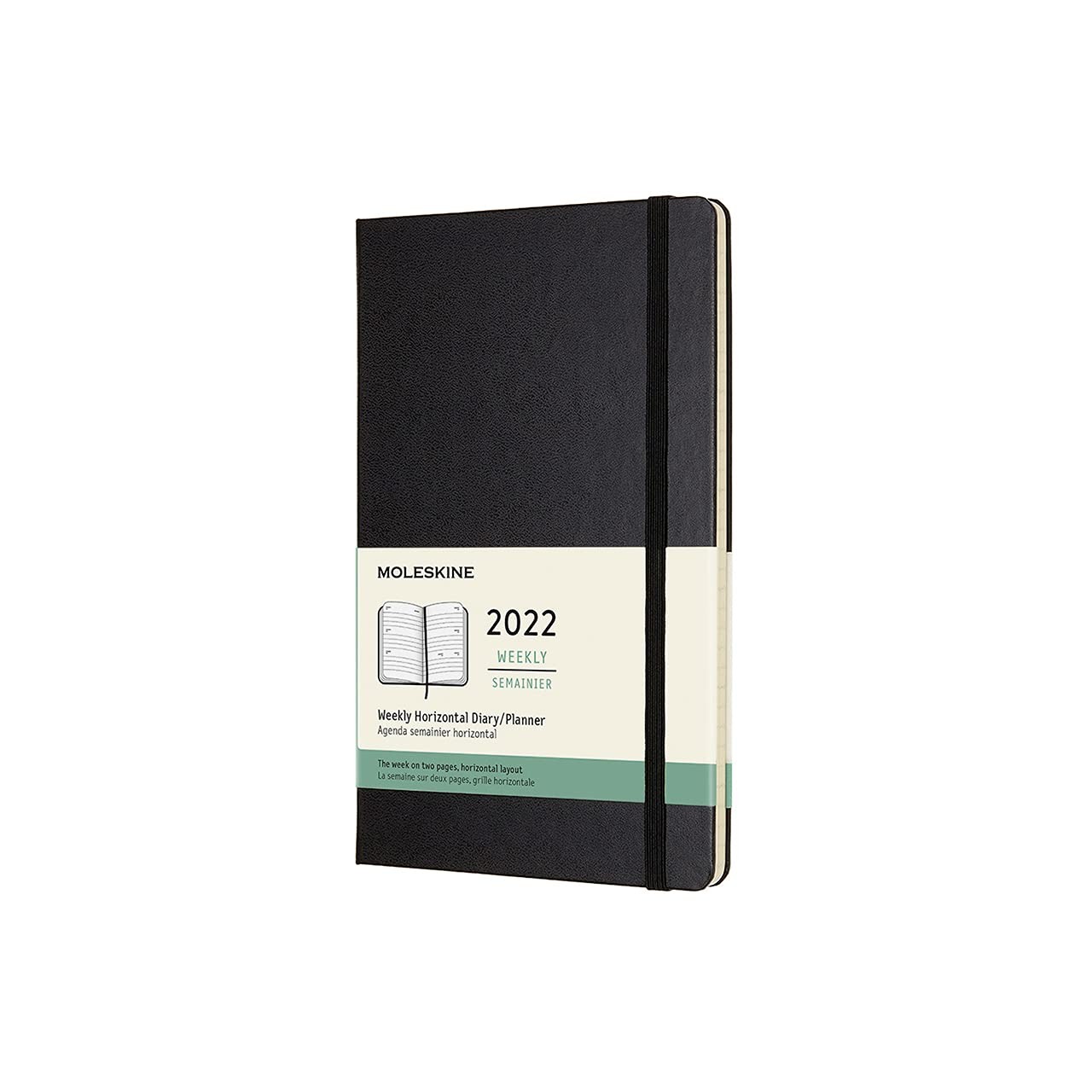 2022 Weekly Horizontal Planner, 12M, Large, Black, Hard Cover (5 x 8.25)