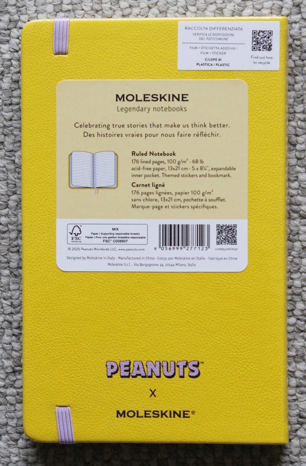 New! MOLESKINE Peanuts PEPPERMINT PATTY Ruled Notebook • 176 Pgs • Journal