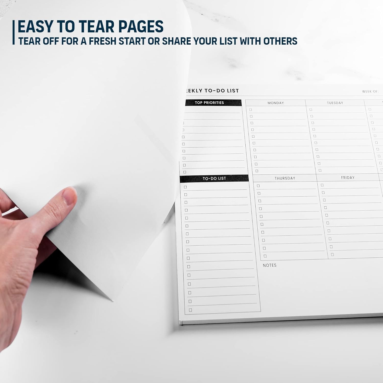 Weekly Planner Pad: To Do List Desk Notepad with Multiple Sections – 8.5×11″ 52