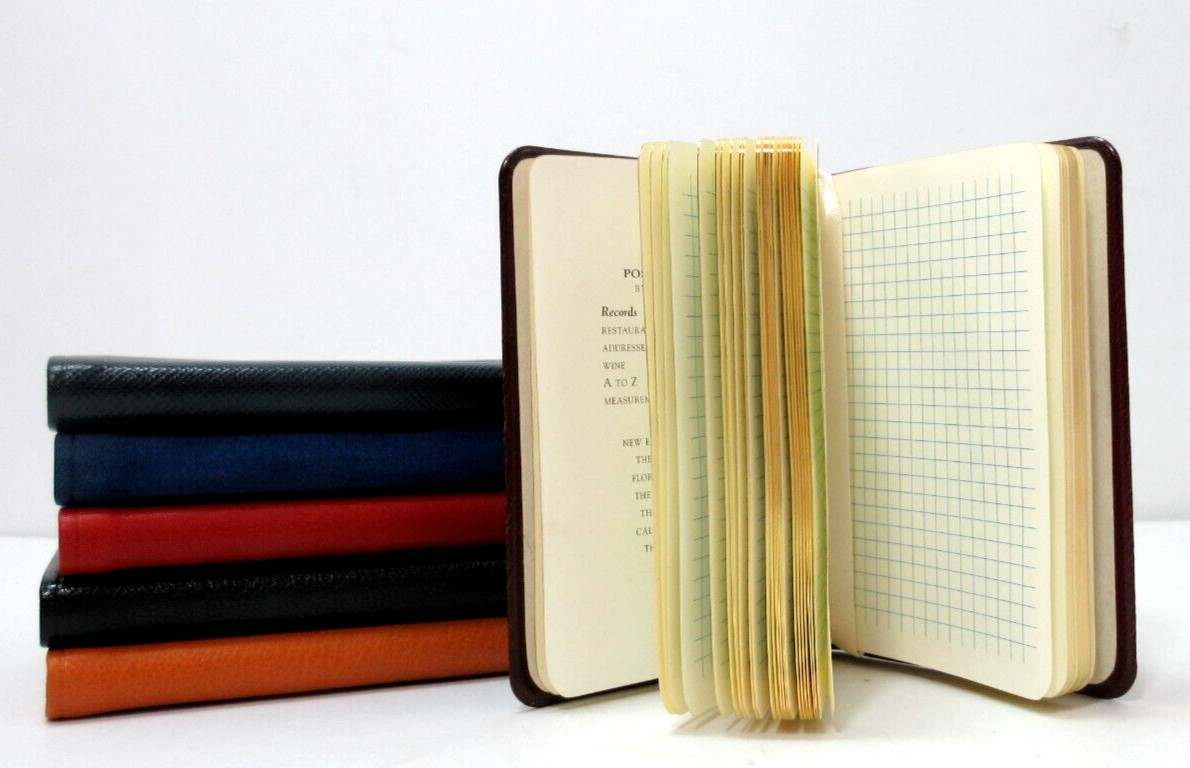 MEASURES Mini Notebook 160 Graph Grid Lined Pages Leather Cover Orange