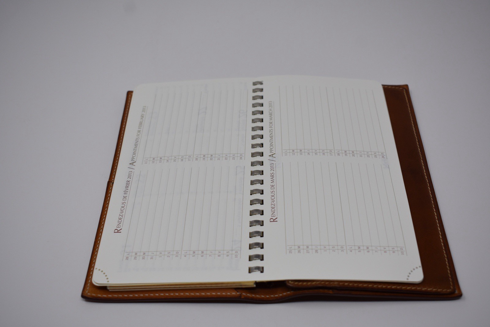 Hermes Vintage Tan/Brown Leather 7 Slot Bifold Notebook/Agenda/Wallet/Holder