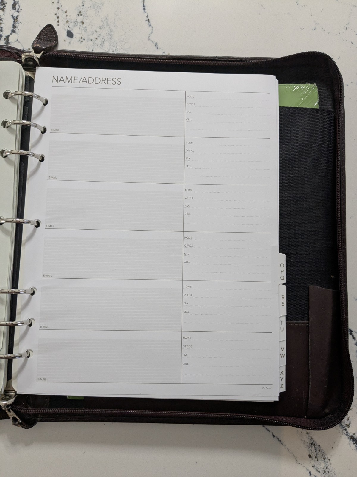 Vintage Day Timer Planner Classic 7-Ring Organizer Zip Brown Leather Folio
