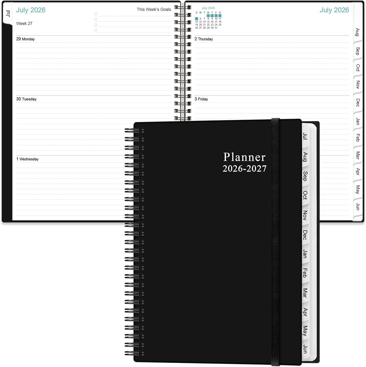 Productive 2026-2027 Planner with Holiday Reminders & Contact Lists, 6.4″x8.5″