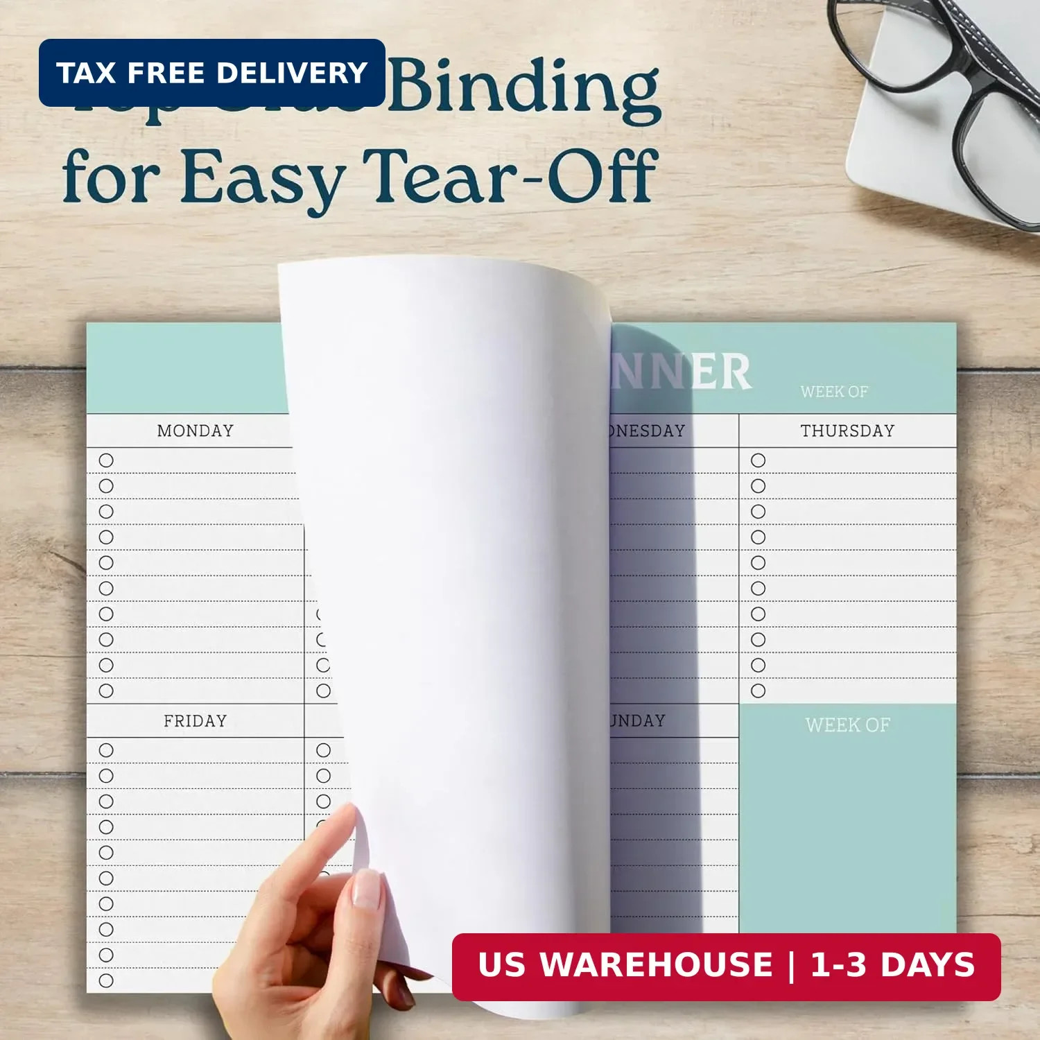 Large Weekly Planning Pad and Matching Notepad, 52 Letter Size Tear-Off Sheets,