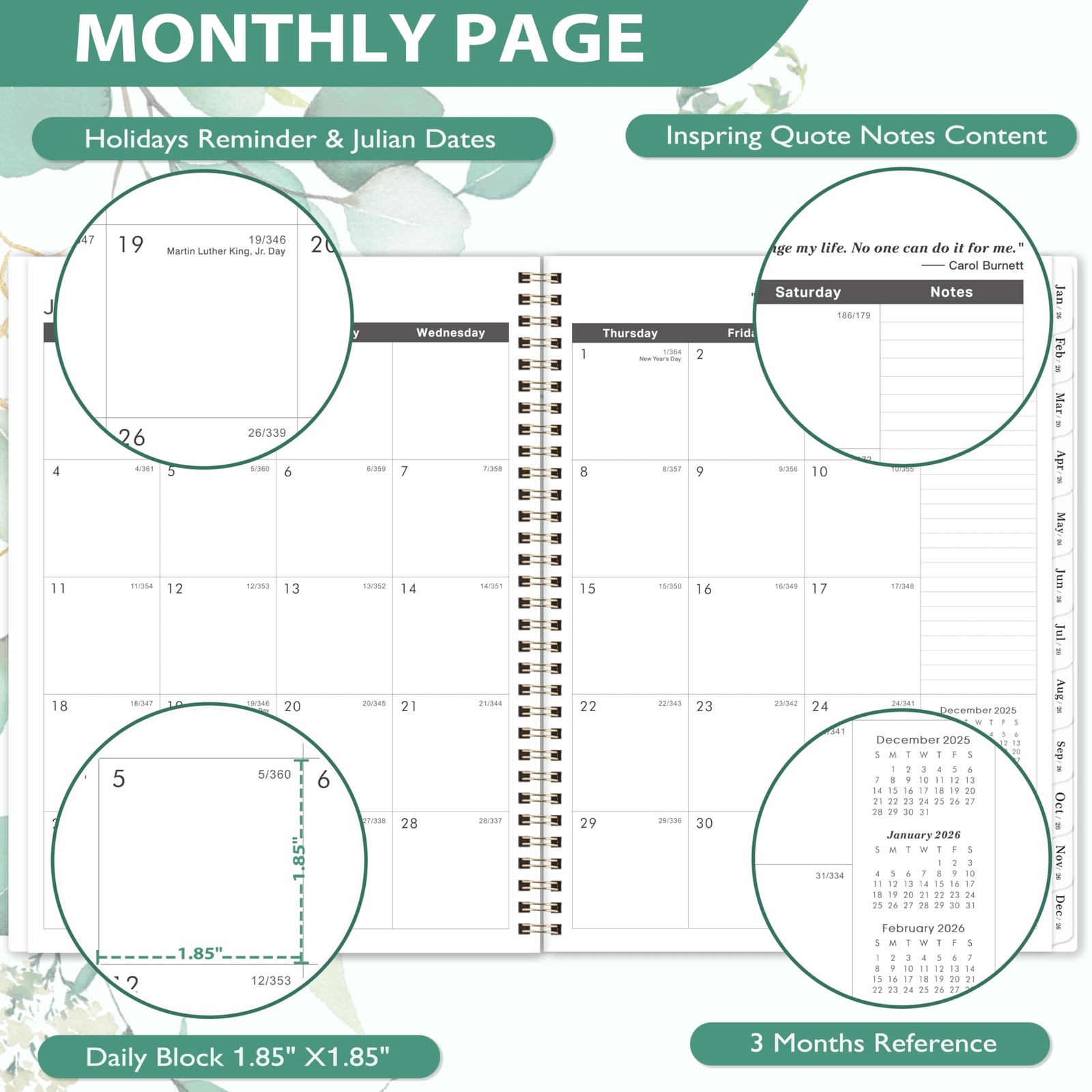 2026-2028 Monthly Planner – from Jul. Letter, Green