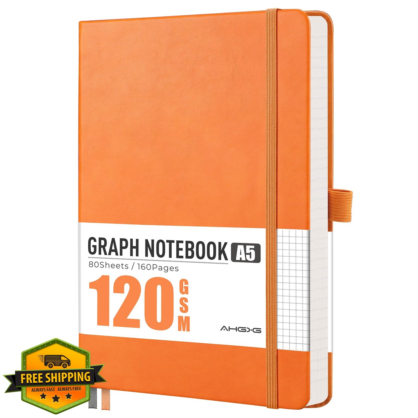 AHGXG Orange Grid A5 Notebook 5.7×8.3