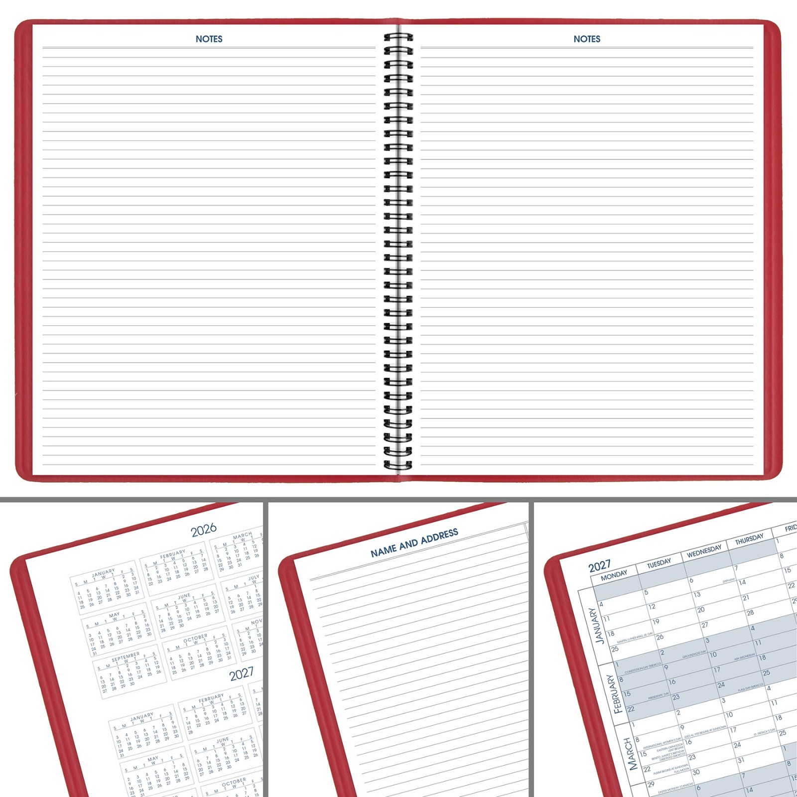 2026 At-A-Glance 70-250-13 Monthly Planner, 9 x 11″, Red Cover