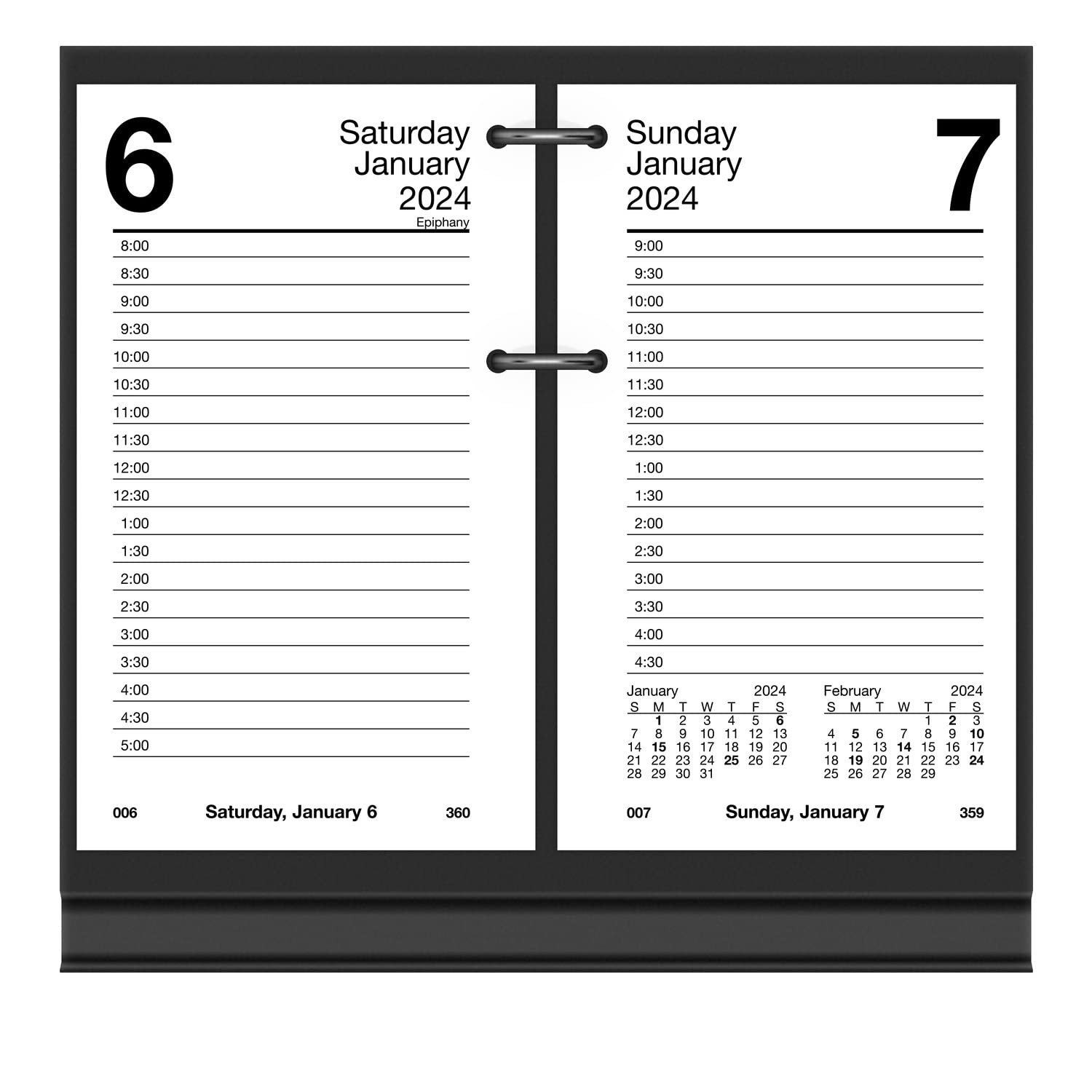 AT-A-GLANCE 2024 Daily Desk Calendar Refill, 3-1/2″ x 6″, 3.5″W x 6″H, Black