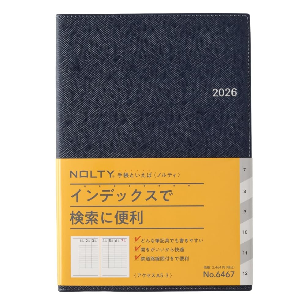 NOLTY Planner 2026 A5 Weekly Access 3 Navy 6467 (Starts December 2025)