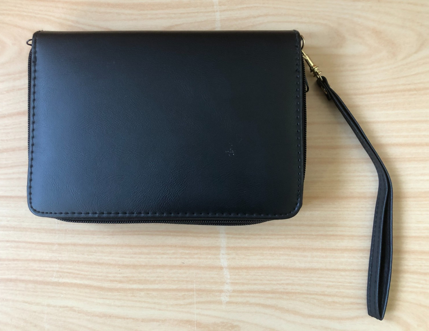 Vintage 1990s Black Leather Personal Organizer Planner 6 Ring Zip Around 8″x5.5″