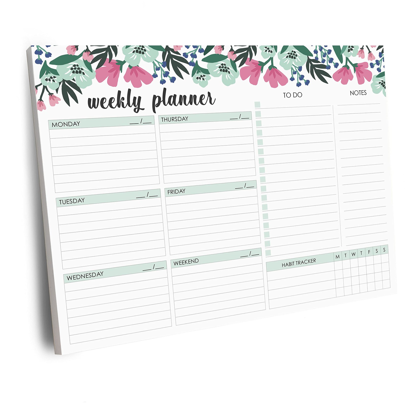 Weekly Planner Pad, 52 Letter Size Tear Off Sheets, 8.5” x 11” Undated Calend…