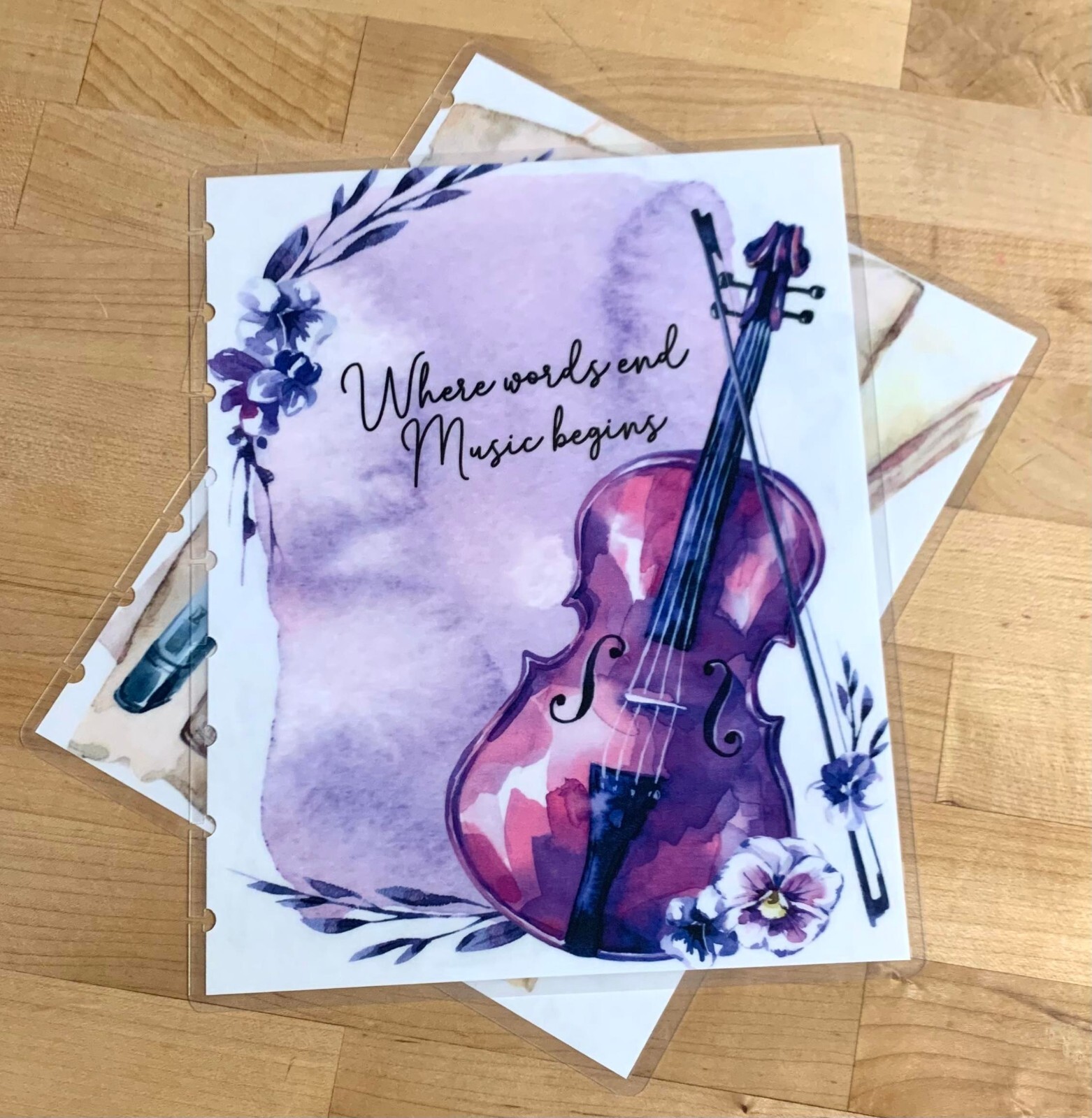Violin Where Words End Music Begins for use with Classic Happy Planner