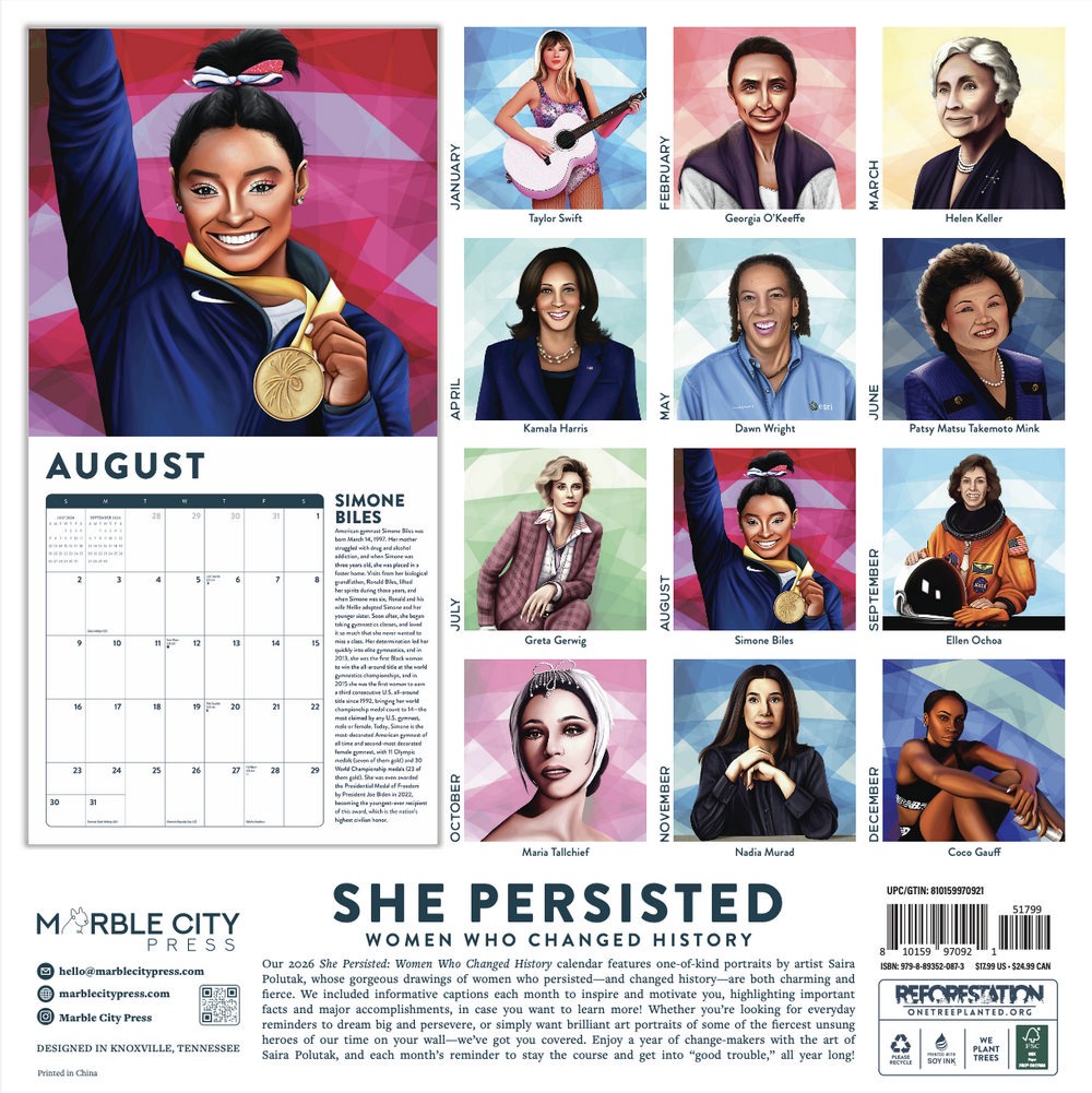 Powerful Women Calendar 2026 | 12″ x 24″ 12 Month Calendar | Marble City Press