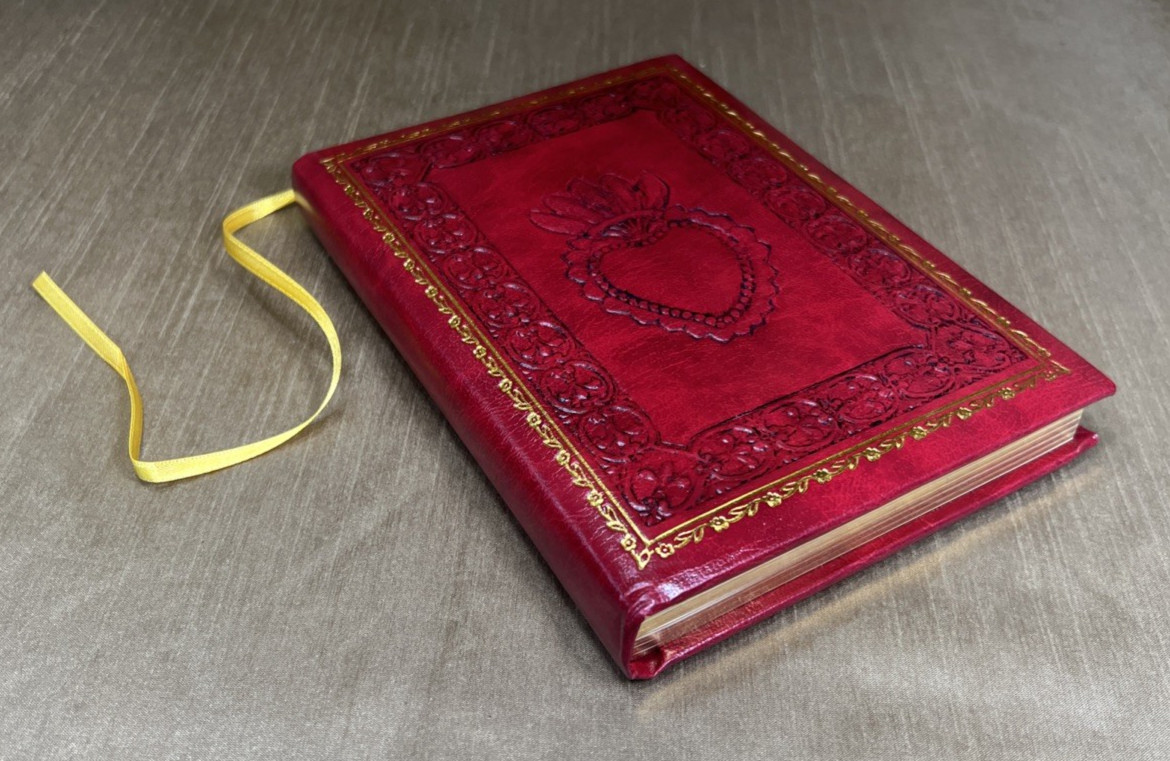 Fiorentina Leather Embossed Journal Sacred Heart Cover – Handmade in Italy