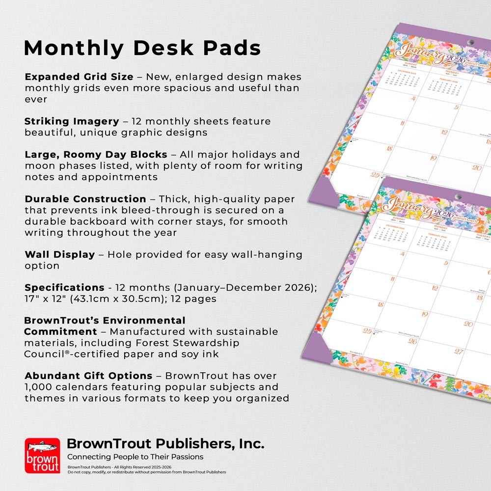 House of Turnowsky OFFICIAL | 2026 17×12 Inch Monthly Desk Pad Calendar