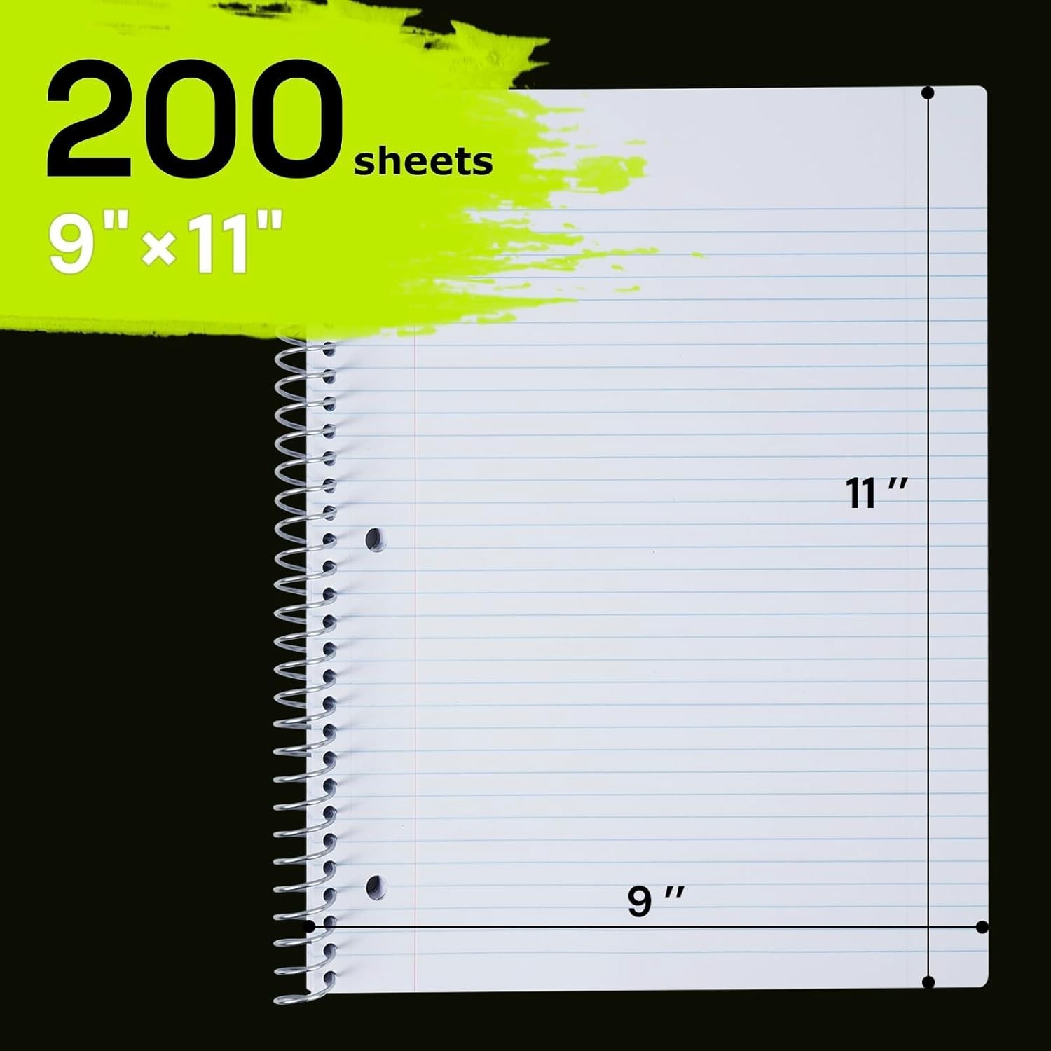Spiral Notebook for School, 5 Subject, College Ruled Paper, 200 Sheets, 9″ x 11″
