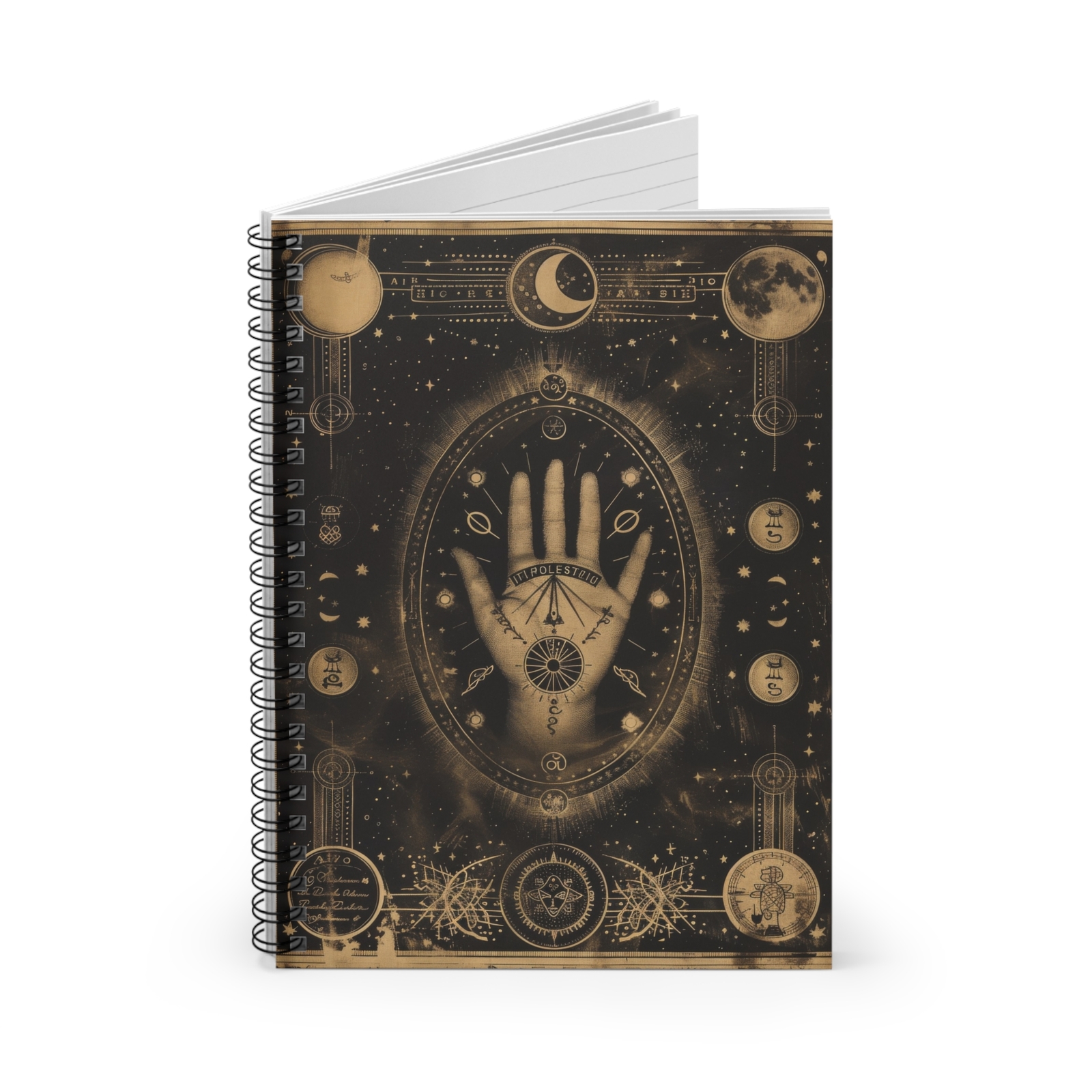 Vintage Style Fortune Teller Card Art – Spiral Notebook – Dream Journal Gift
