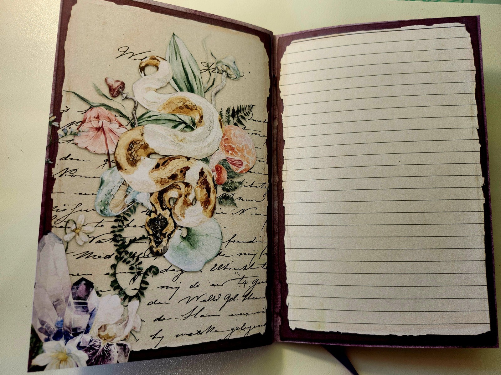 Junk Journal Blank Booklet “MOON GARDEN” Handmade Lg 8.5″x5.5″ 40pgs Lunar Phase
