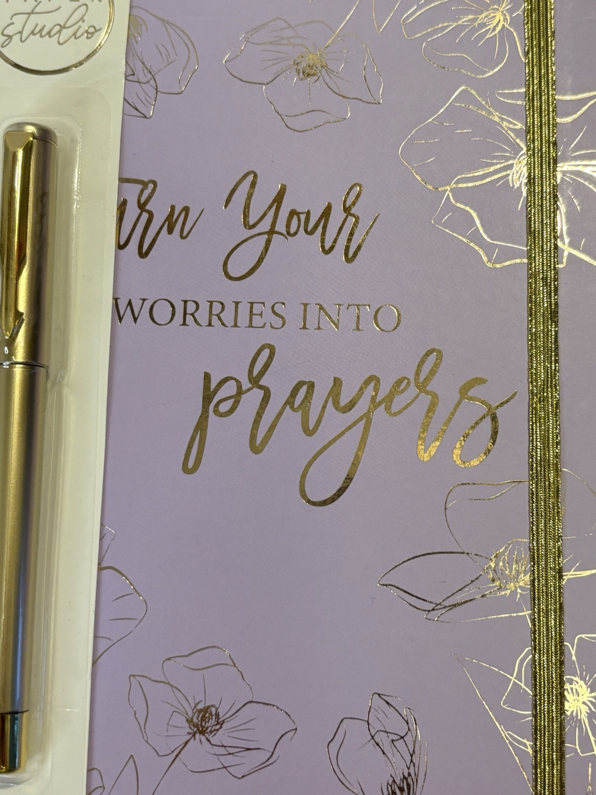 Paper Studio Worries Into Prayers Journal Notebook Elastic Band, Pen, Stickers