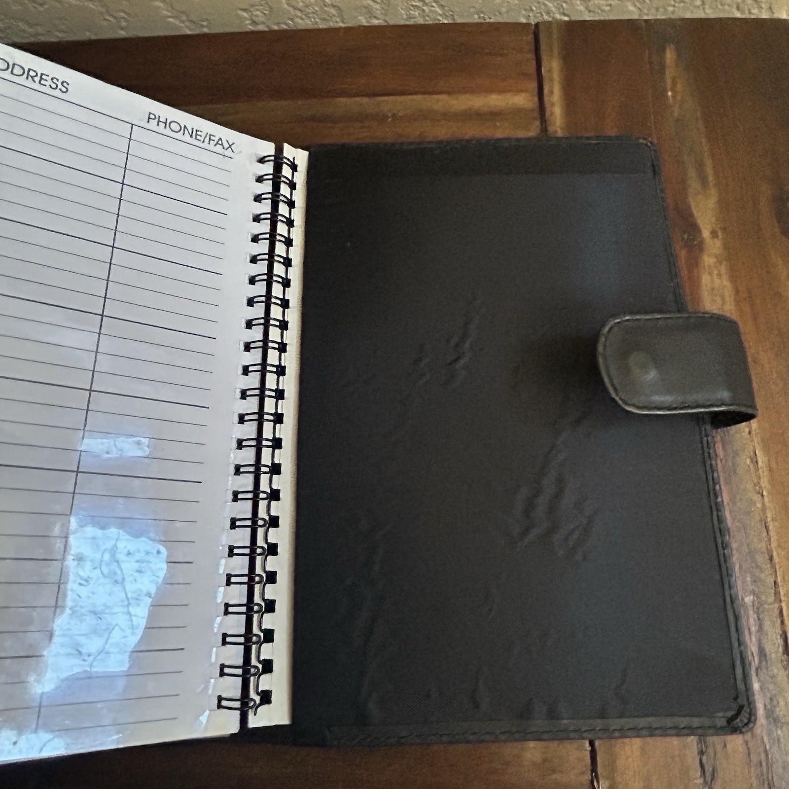 Wilsons Leather Black Planner Organizer Cover Leather Bookmark Pen Loop Vintage
