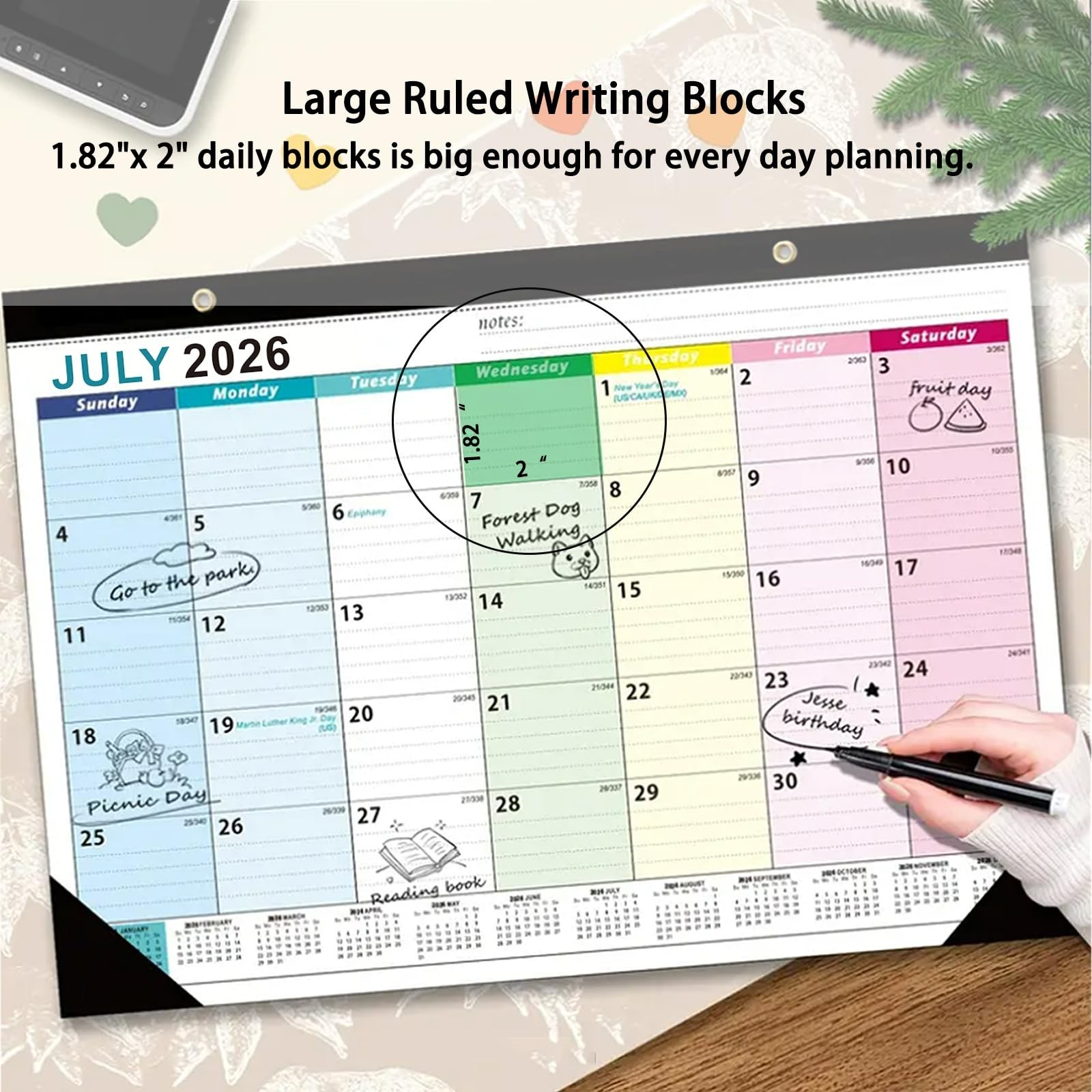 Desk Calendar 2026-2027 – 18 Month Desk Calendar july 2026-2027 Dec, 17″ x 12…