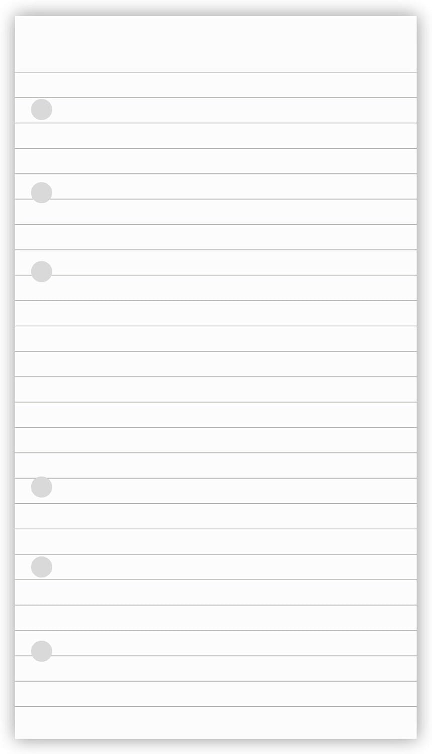 200 Sheets A6 Lined Paper for Filofax Personal Binder Planner, White 100Gsm Rule