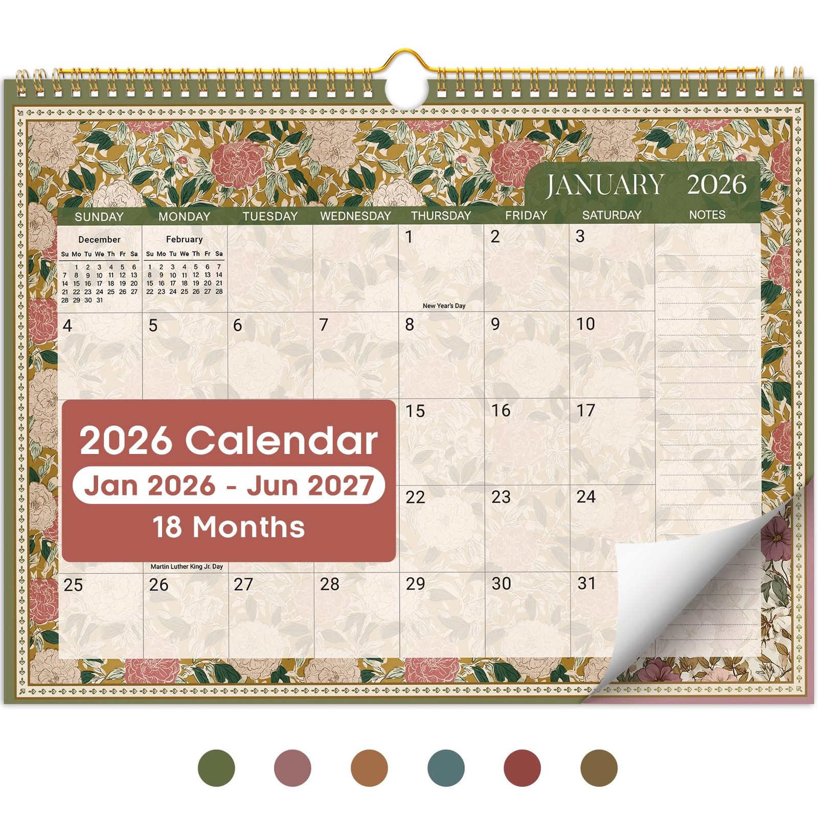 Calendar 2026-2027, Monthly Wall Old(Runs Until June 2027), g-Garden Repose