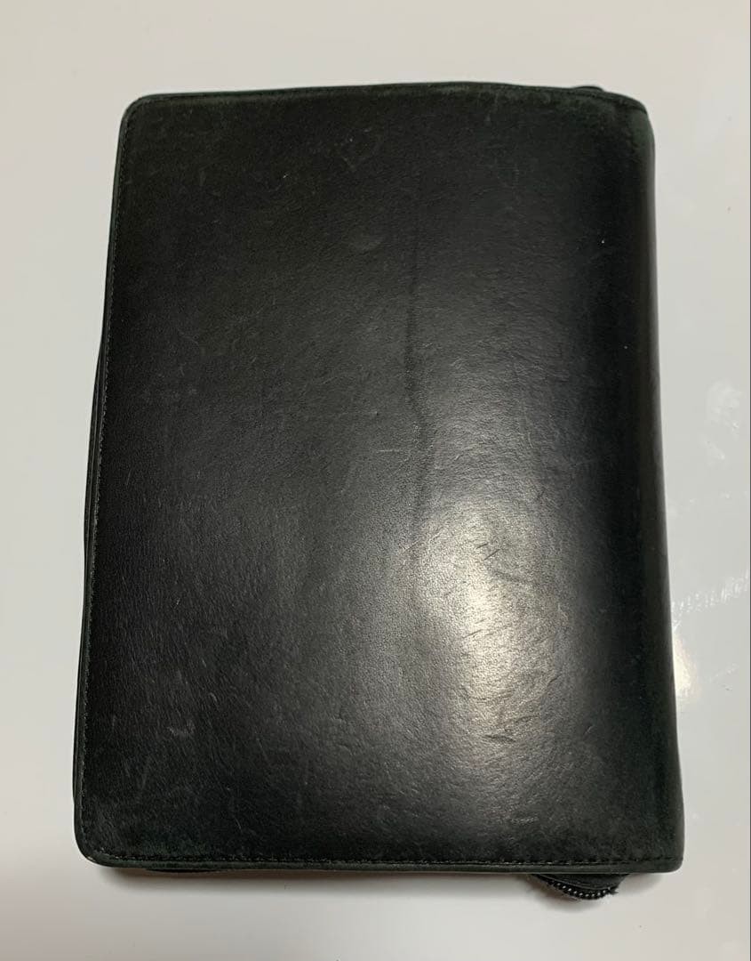 Filofax Durham System Planner leather black rare solid Aurthentic