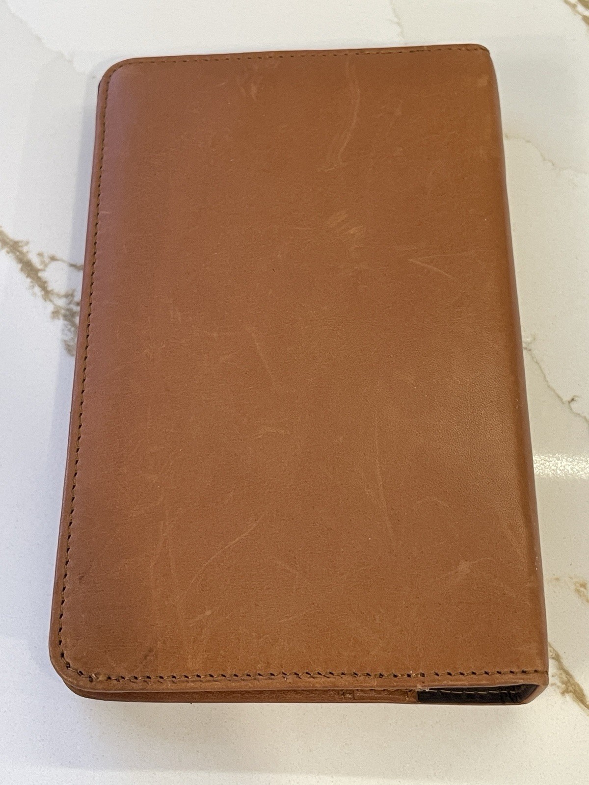 Vtg Rolodex Planner Brown Leather R0320 Calendar Address Tabs Pockets 1996 7.5″