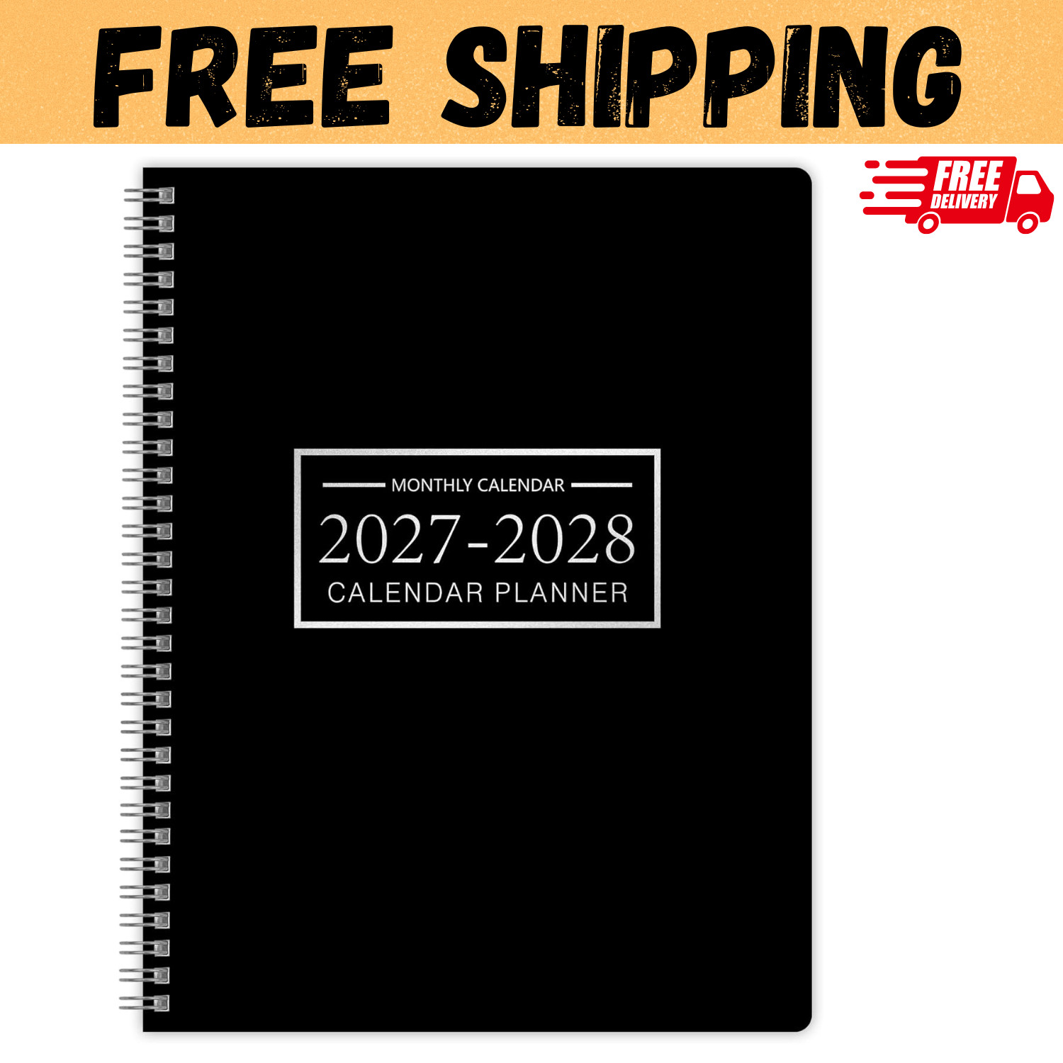 2027-2028 Monthly Planner, Jan 2027-Dec 2028, A4 2027 – Dec Black