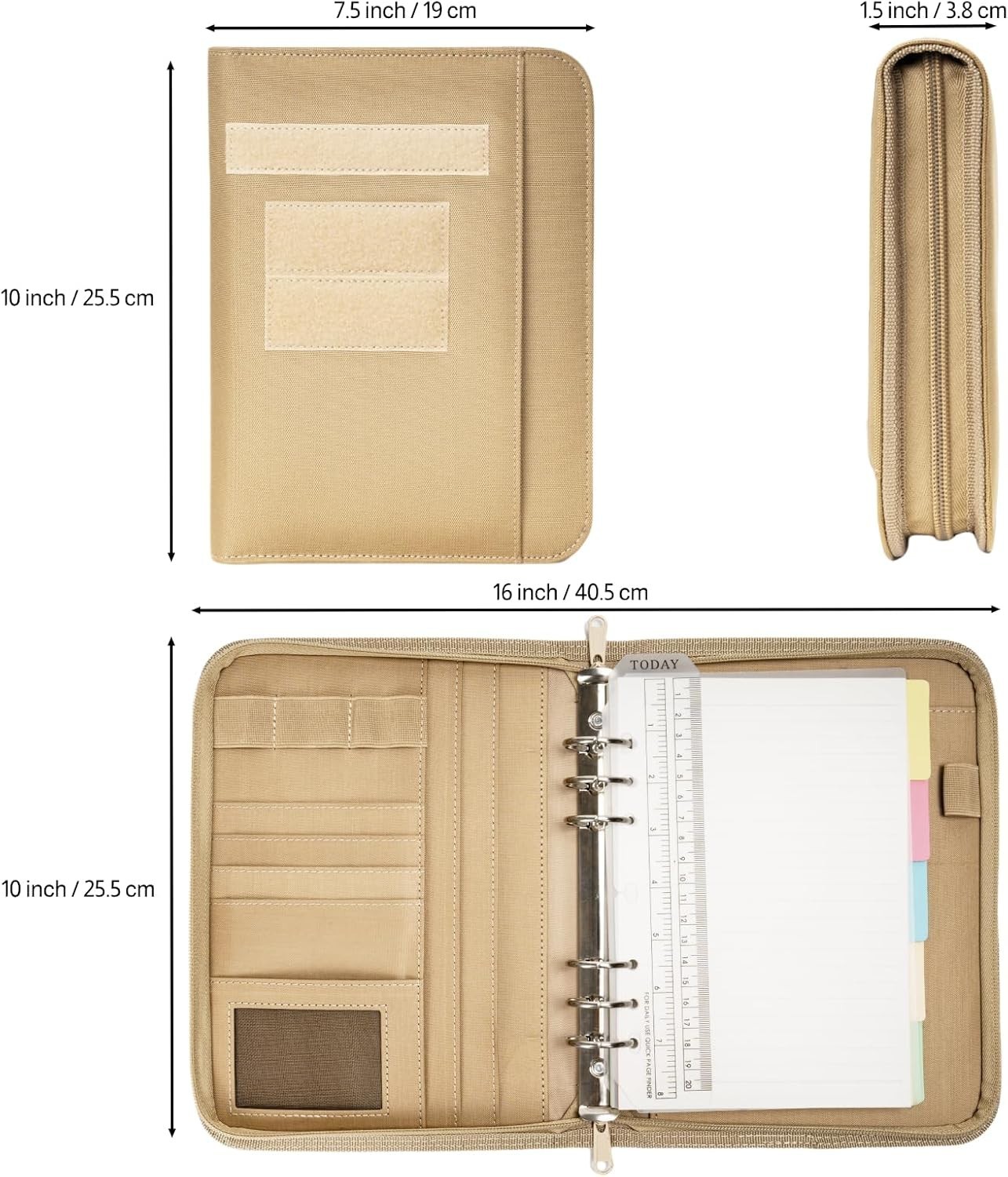 Tactical Padfolio Ring Binder with Zippered, Refillable Planner Binder Tactical