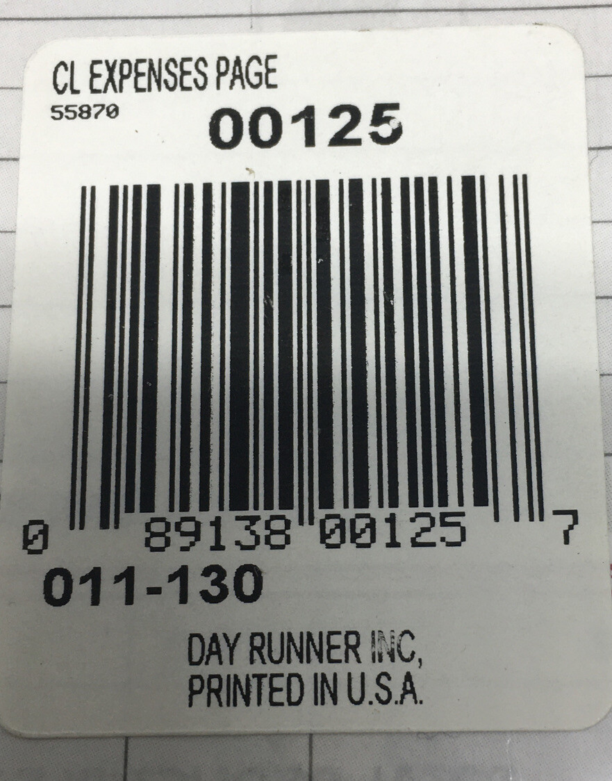 Day Runner Expenses Refill Pages #00125- 5 1/2 x 8 1/2, 30 pages per pack-3 ring