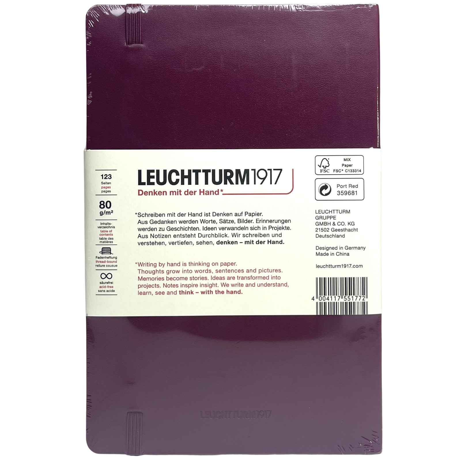 Lot of 3 – Leuchtturm 1917 Paperback B6+ Softcover Plain Notebooks Blue Red NEW