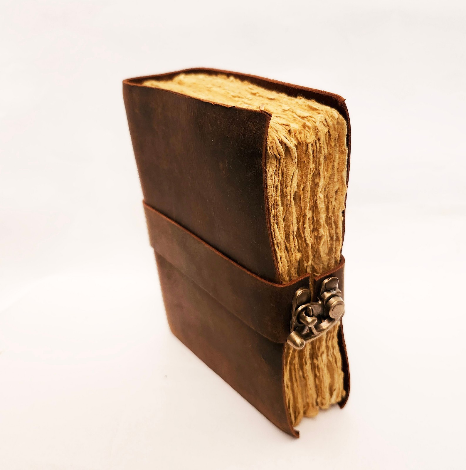 Medieval Fantasy Brown Suede Grimoire. Tan Deckled Edge Handmade Paper Pages.