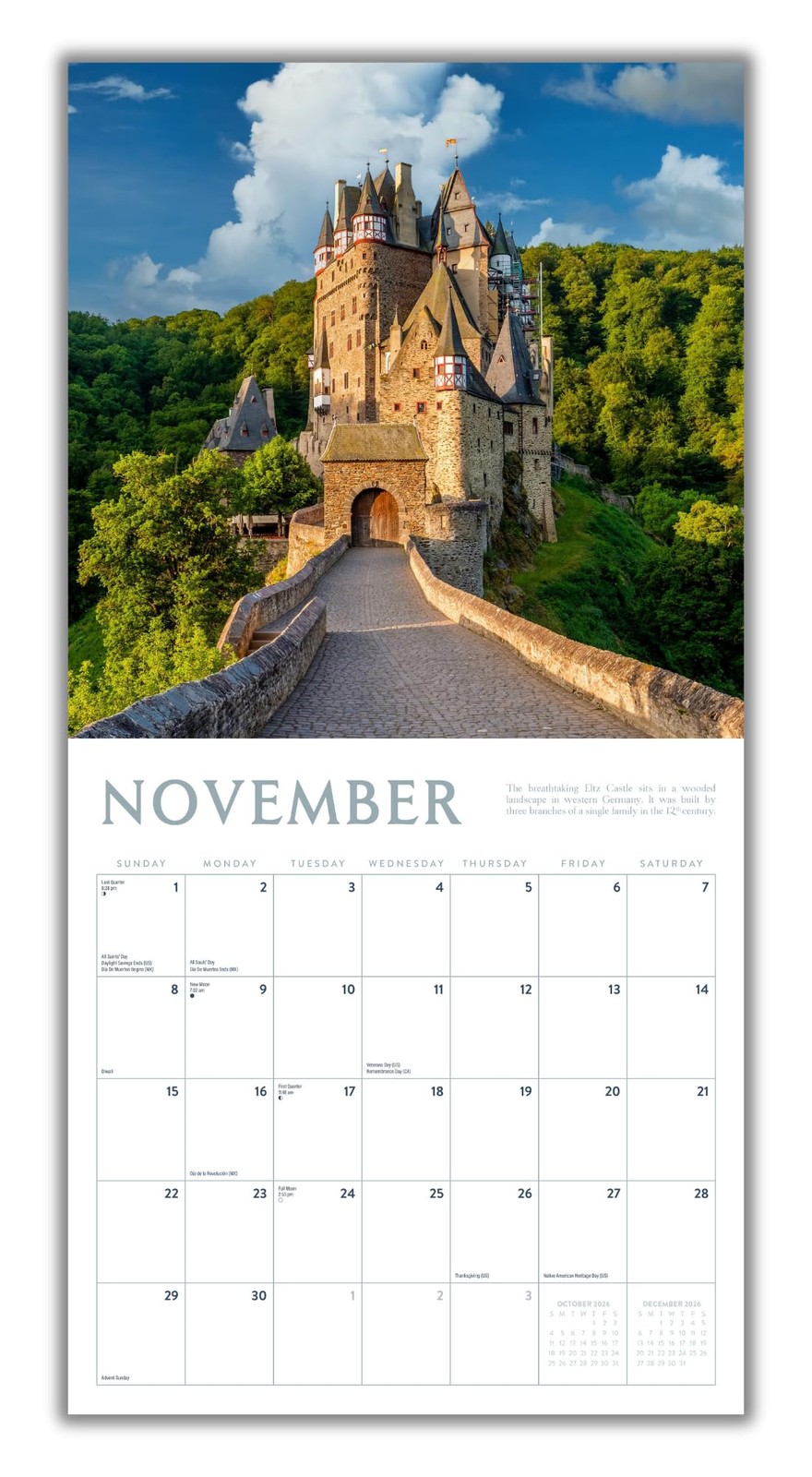 Castles 2026 Calendar, 2026 Wall Monthly Planner, Planner