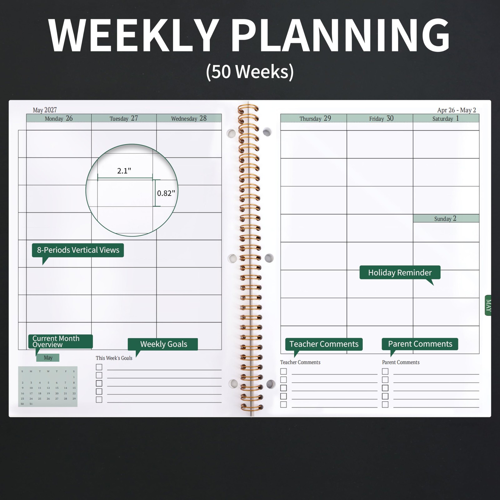 Student Planner 2026-2027 Monthly & 10.7″ x 8.2″ x 0.5″ inches, Black B