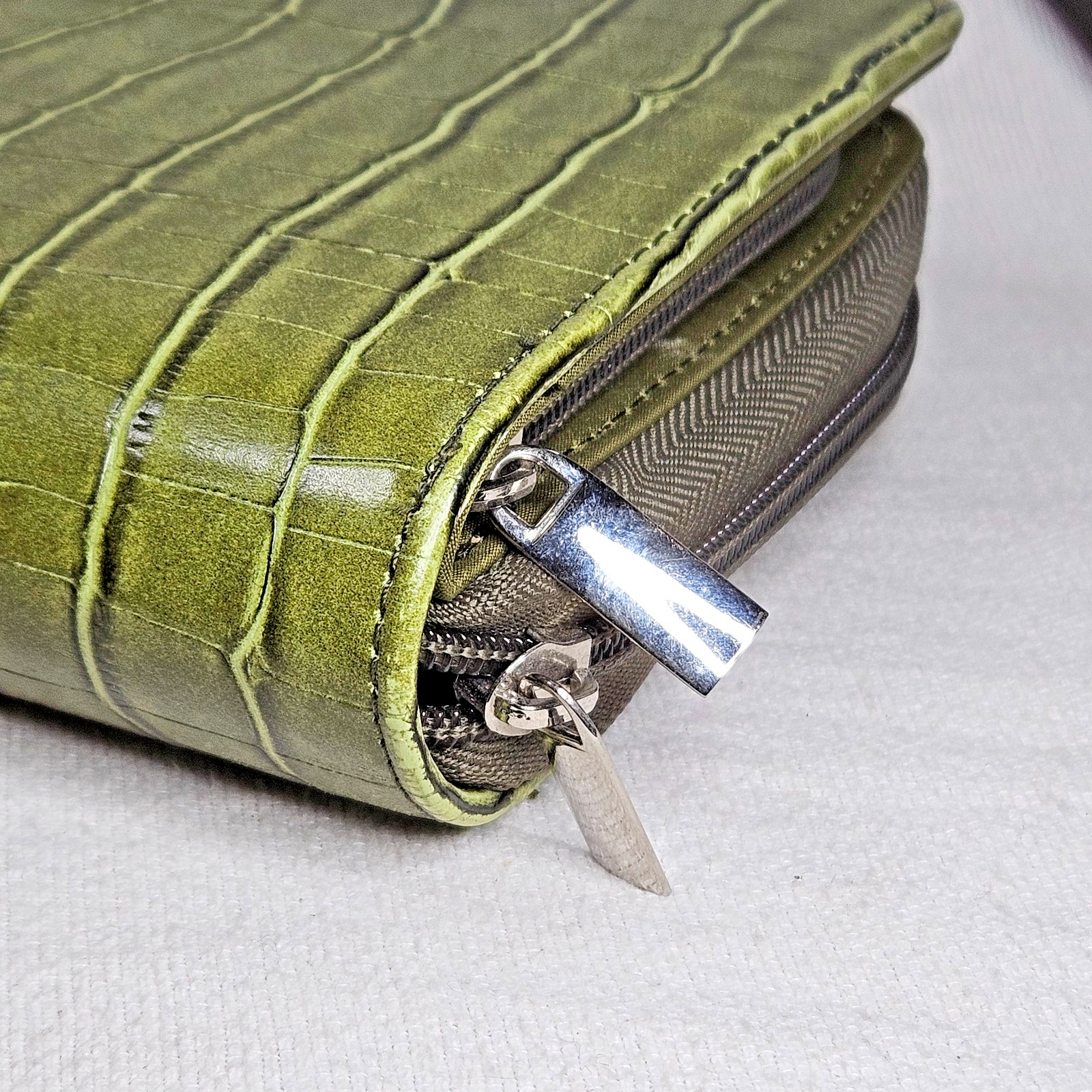 Mundi Mundex Day Planner Organizer Faux Croc Green Double Zip Agenda Unused