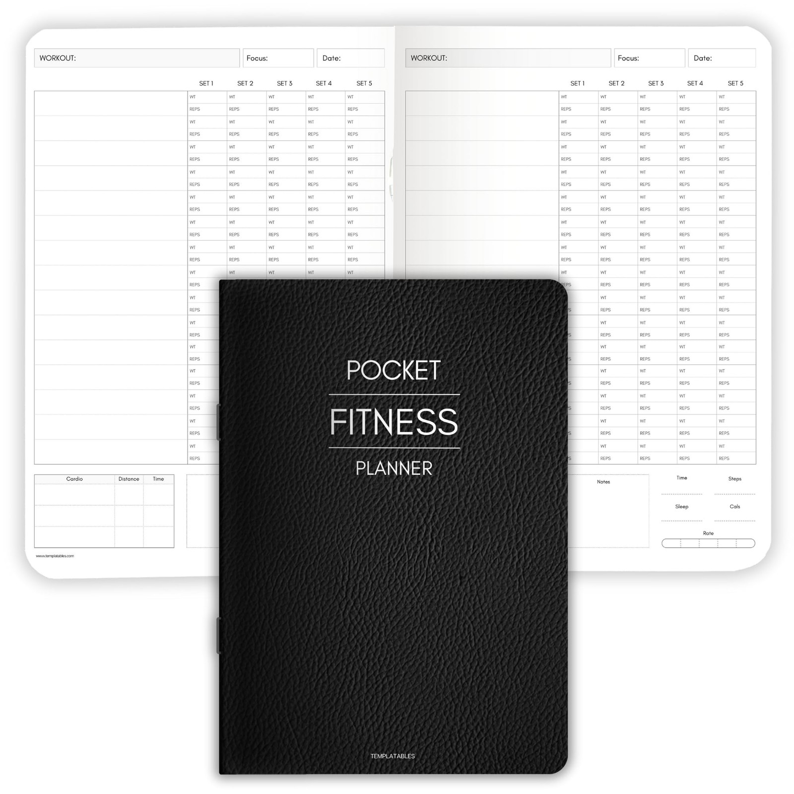 Pocket Fitness Planner A6 Gym Workout Logbook, (105 x 148 mm), Mono