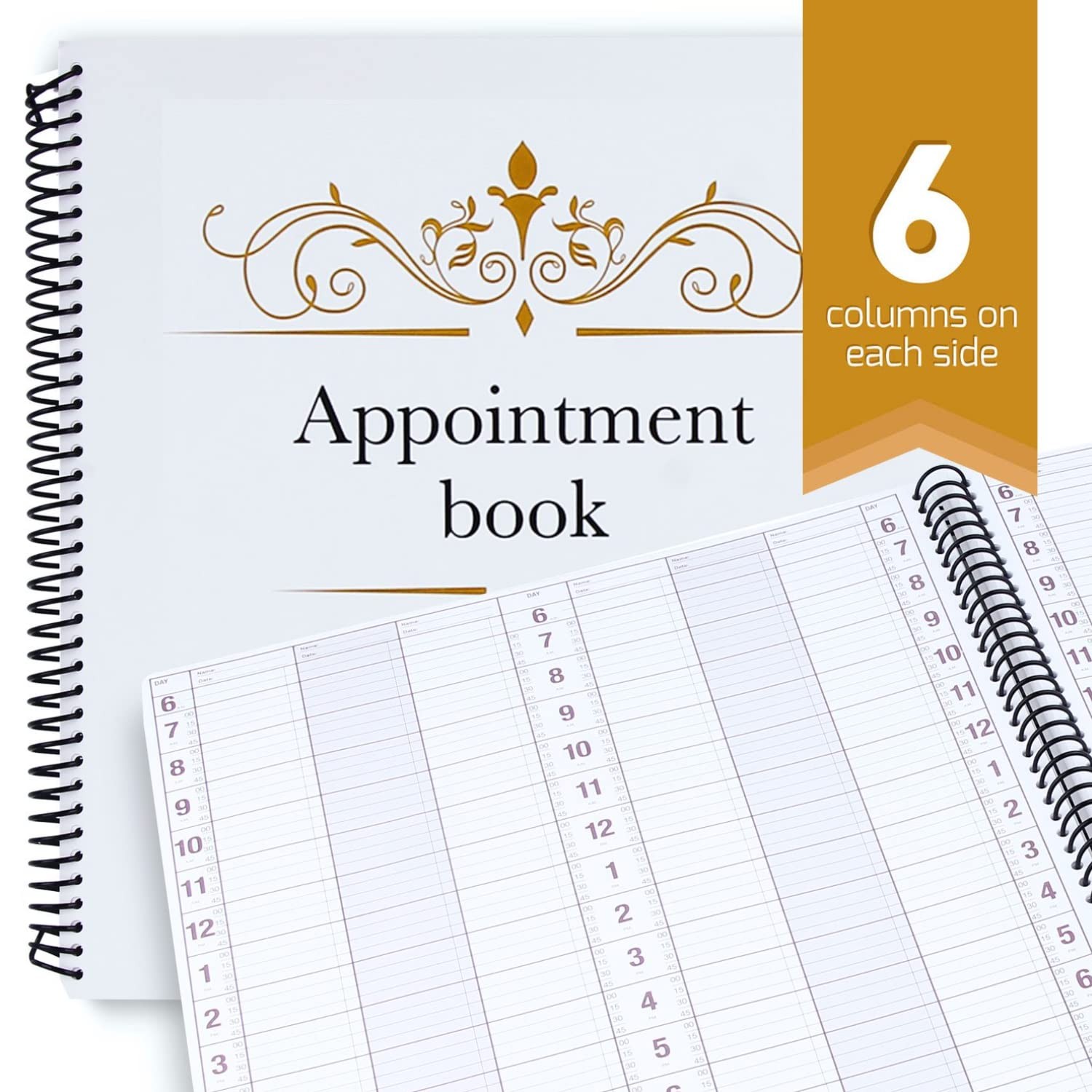 Budgetizer Undated 6-Column Appointment Book – 200 Pages Pen Holder Hourly