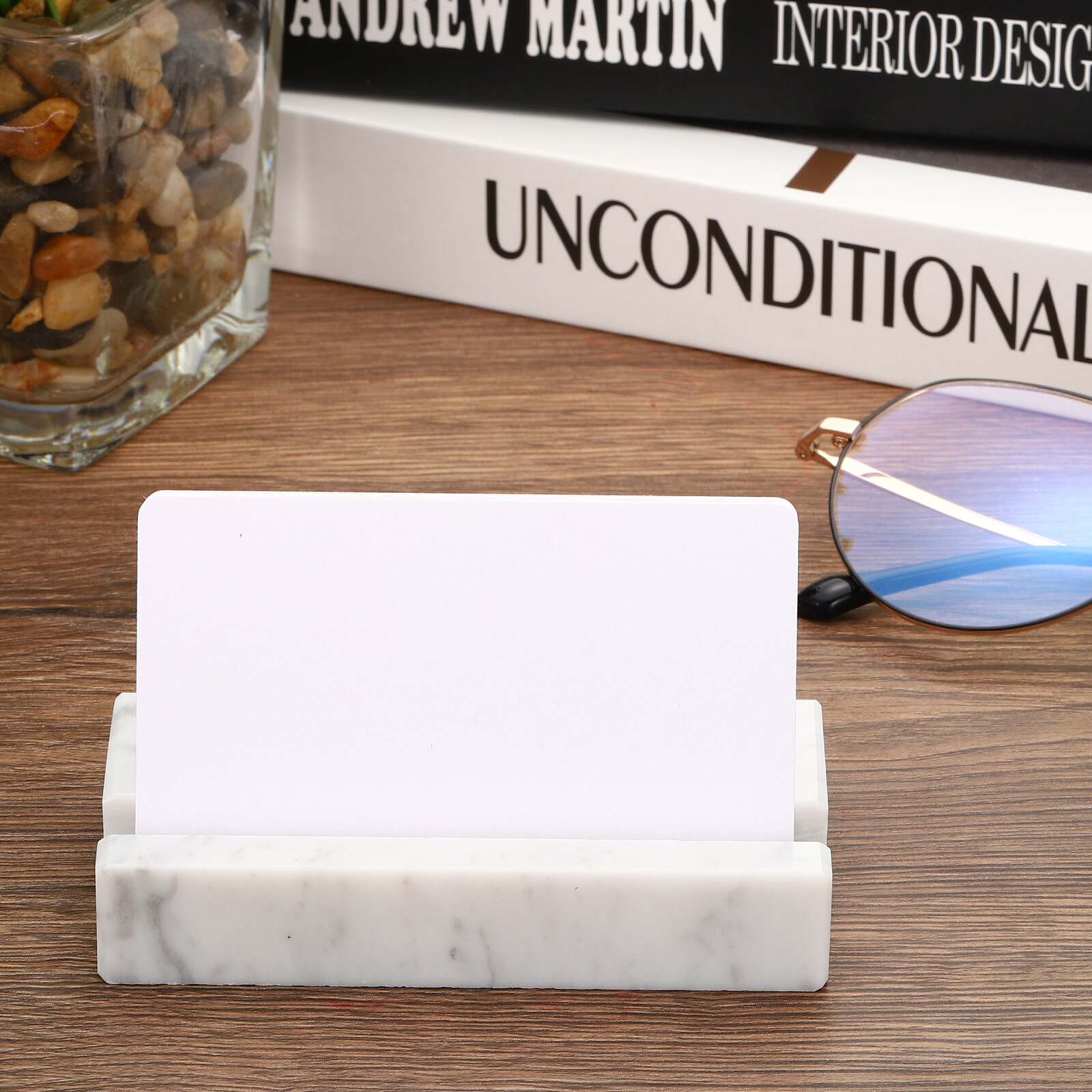 Business Card Holder for Desk Marble Business Card Holders Stone White