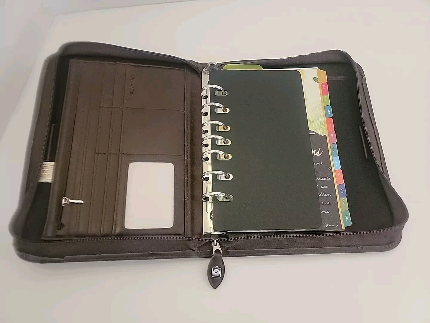 Day-Timer Agenda Binder Personal Organizer To-Do Lists Contacts,Brown Good Condi