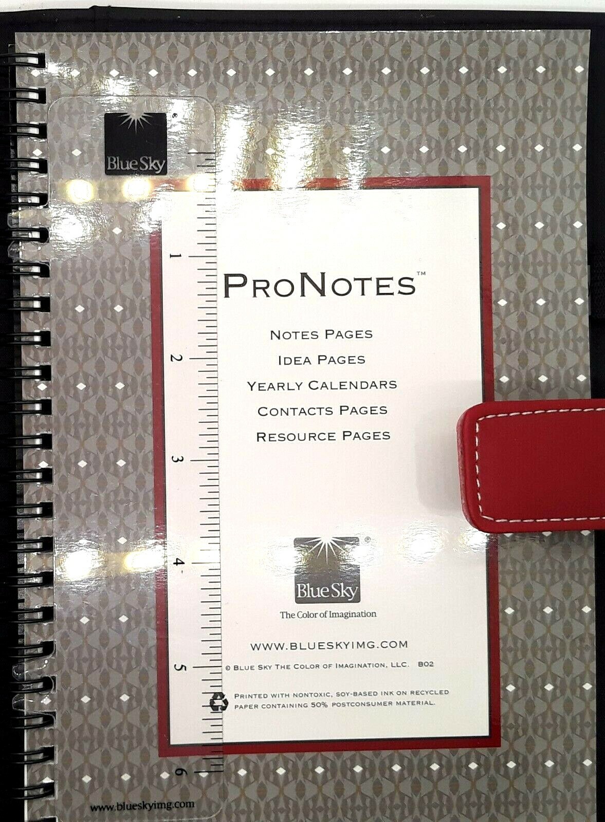 Blue Sky Pro Notes Red Notebook / Planner Faux Leather #11225 8 1/2″ x 5″