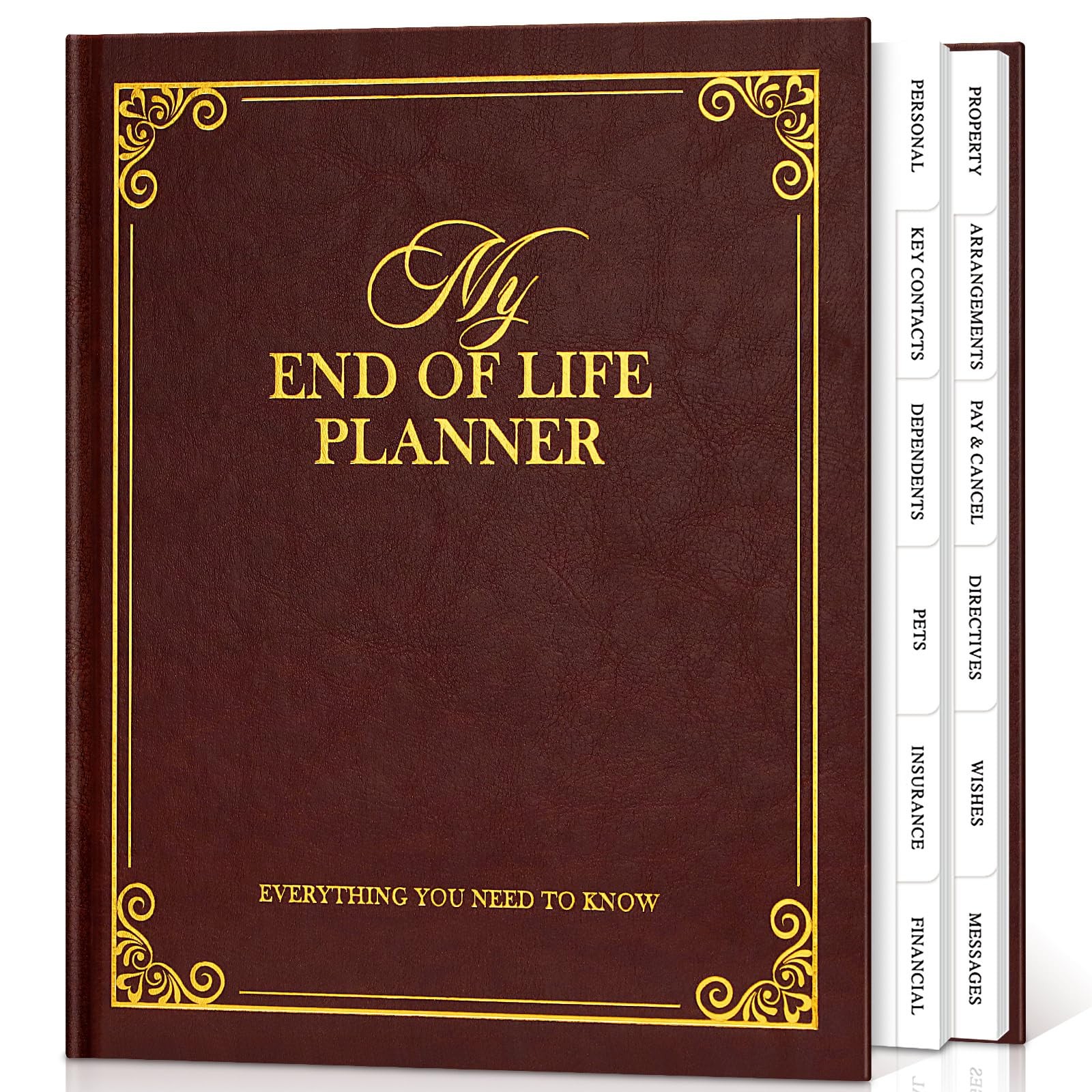 Lanpn End of Life Planner Death Organizer with Tabs, 7.7×9.3 inch, Brown
