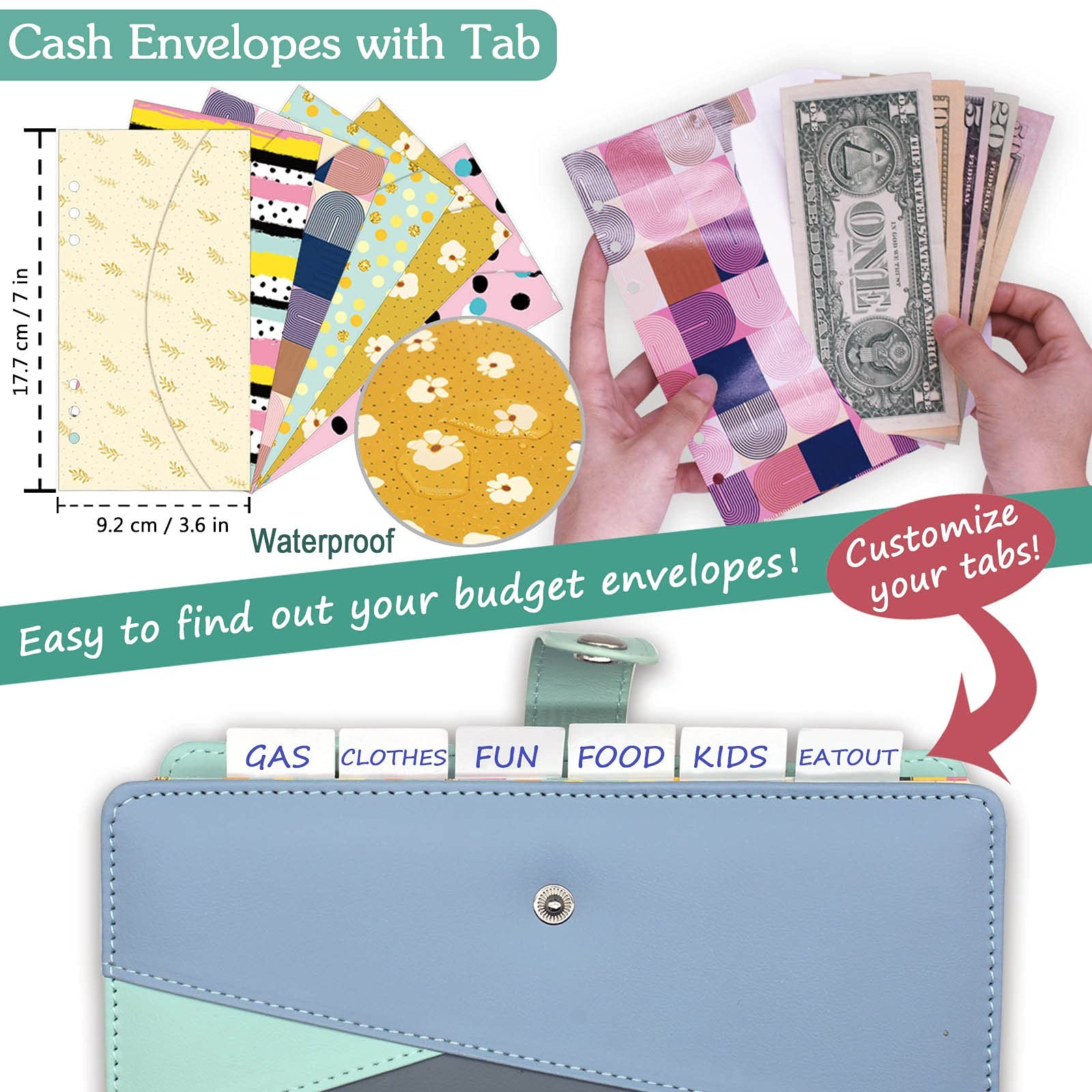 Budget Binder With Zipper Envelopes, Cash Envelopes for Budgeting Money Savin…