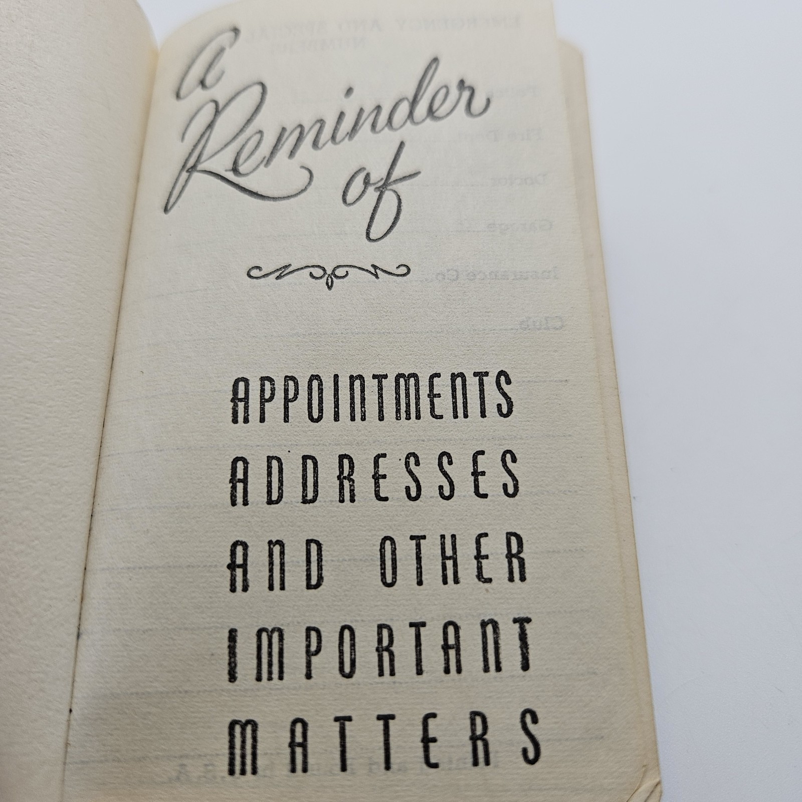 Vintage pocket diary or memorandum book with sections for appointments,…