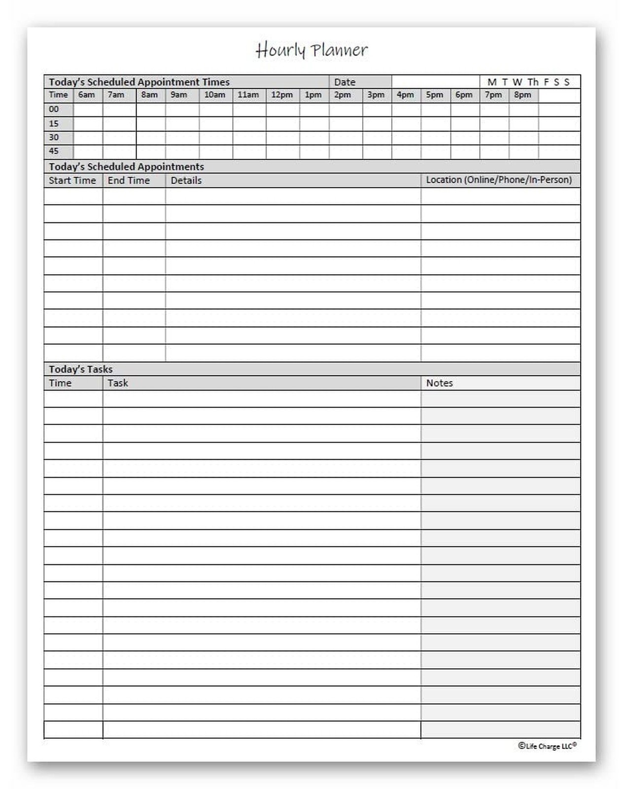 Hourly Planner Notepad. 60 Page Planning Pad w/Appointment Time Block, Task L…