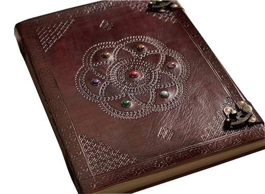 Handmade Large Leather Journal–Seven Stone Vintage Book of Shadows10x13 Notebook